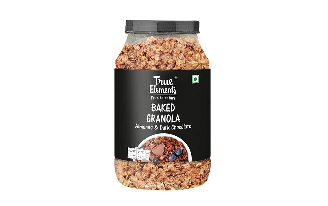 True Elements Baked Granola Almonds & Dark Chocolate   Plastic Jar  900 grams
